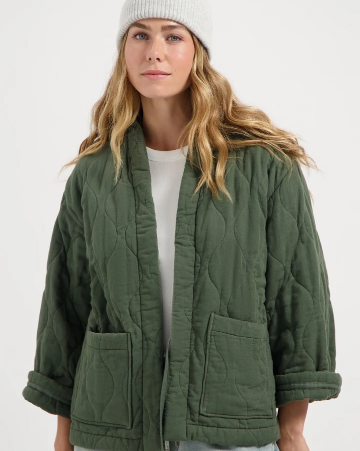 Kuyichi Damen vegan Jacke Gepolstert Nika Moosgrün