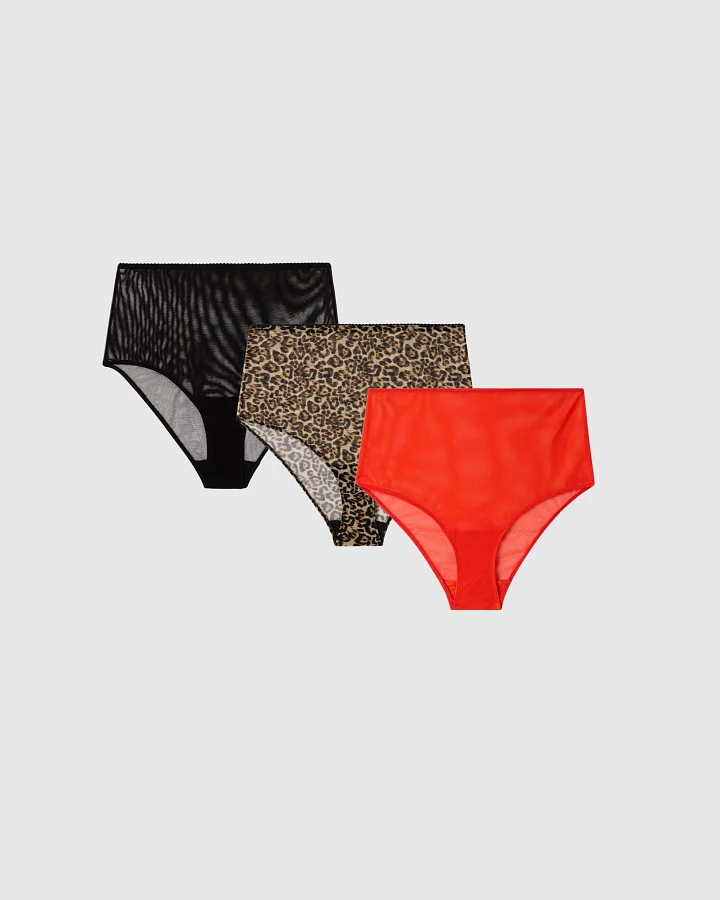 Understatement Damen vegan Multipack 3x Slips Mesh Highwaist Multicolor