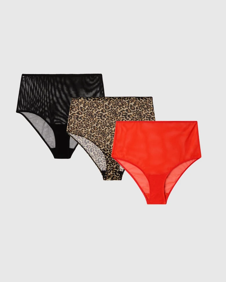Understatement Damen vegan Multipack 3x Slips Mesh Highwaist Multicolor