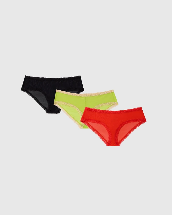 Understatement Damen vegan Multipack 3x Slips Mesh Lace Multicolor