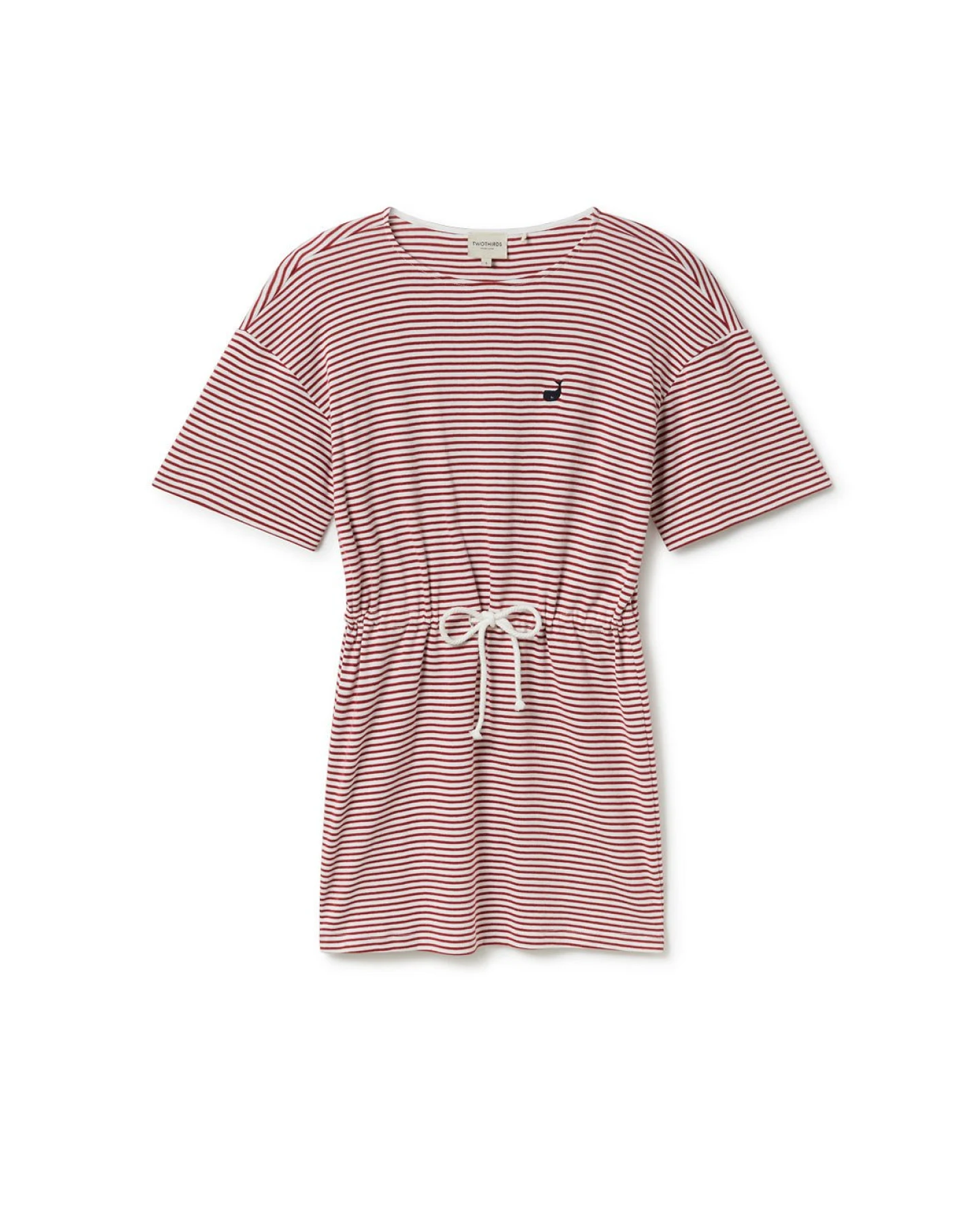 TWOTHIRDS Damen vegan Kleid Sherkin Rot Gestreift – Ansicht 2