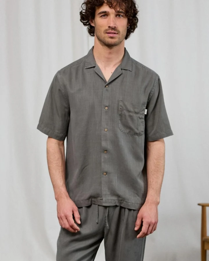 TWOTHIRDS Herren vegan Hemd Bredenfelde Gunmetal Grau