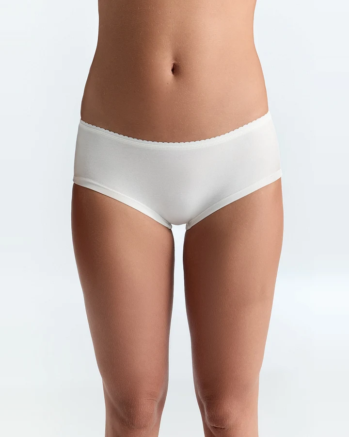 Albero Natur Damen vegan Multipack 6x Slips Mit Zarter Spitze Weiß