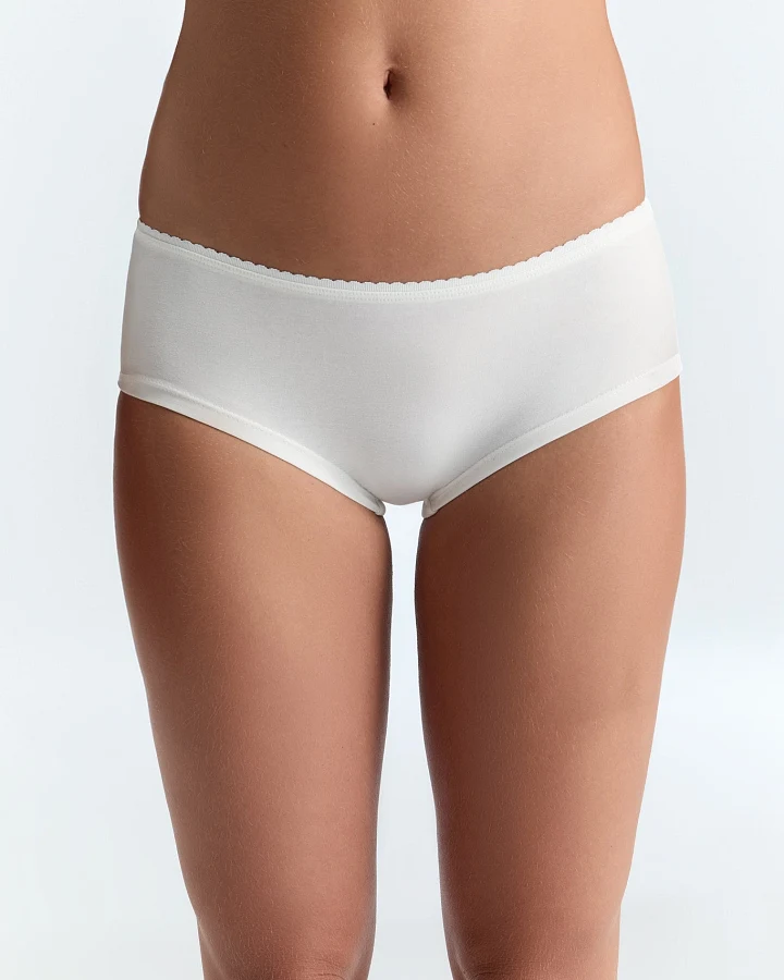 Albero Natur Damen vegan Multipack 6x Slips Mit Zarter Spitze Weiß