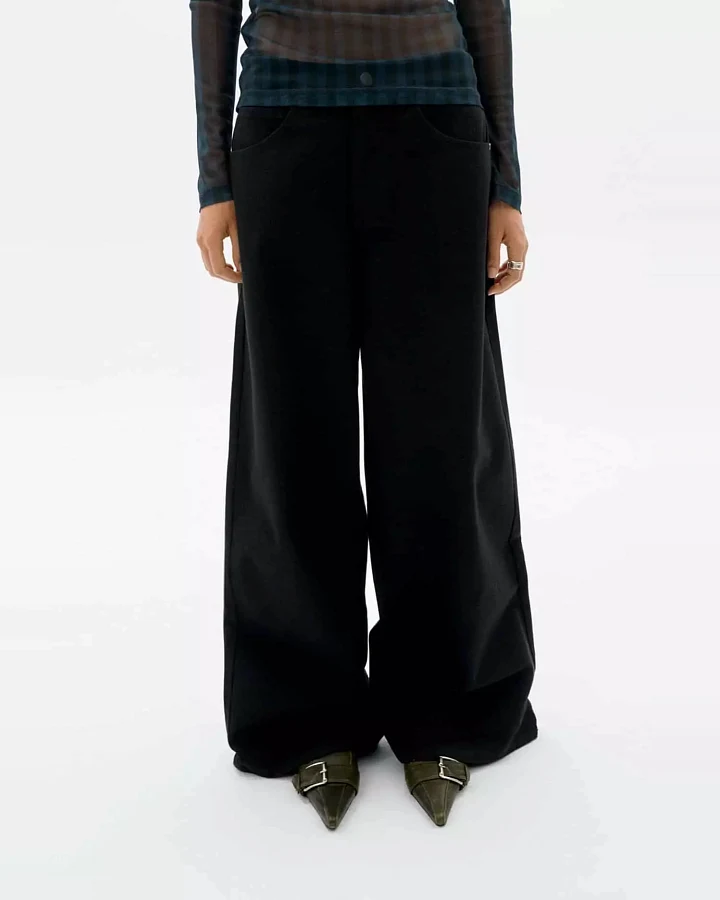 Thinking MU Damen vegan Jeans Weites Bein Hedda Schwarz
