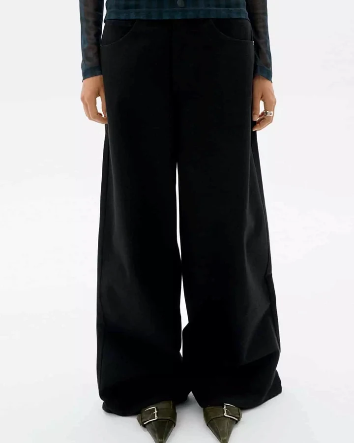 Thinking MU Damen vegan Jeans Weites Bein Hedda Schwarz