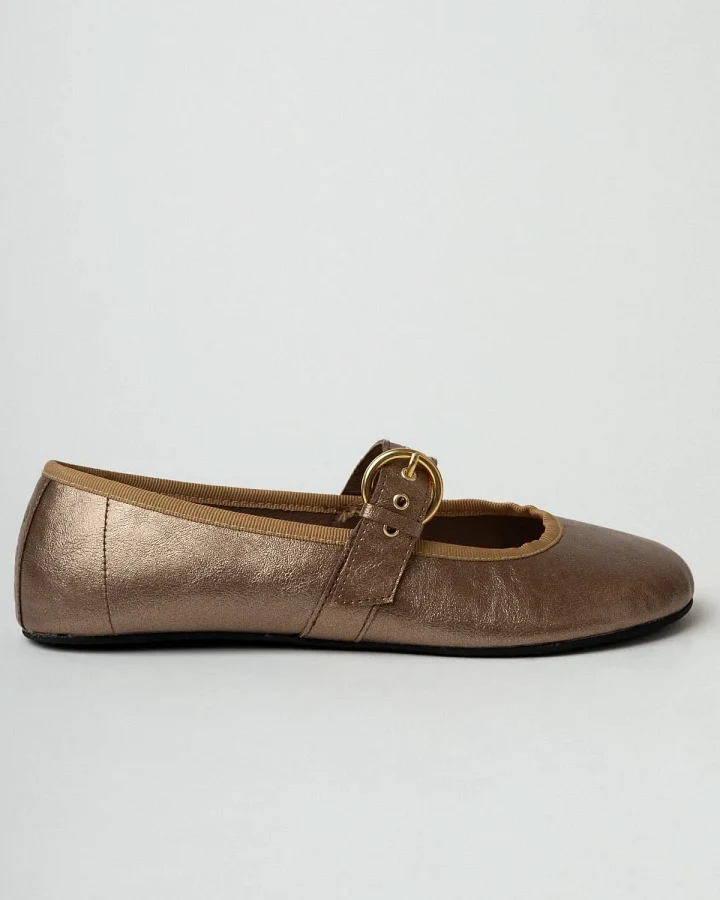 Clotsy Damen vegan Ballett-Flats Fivela Gold