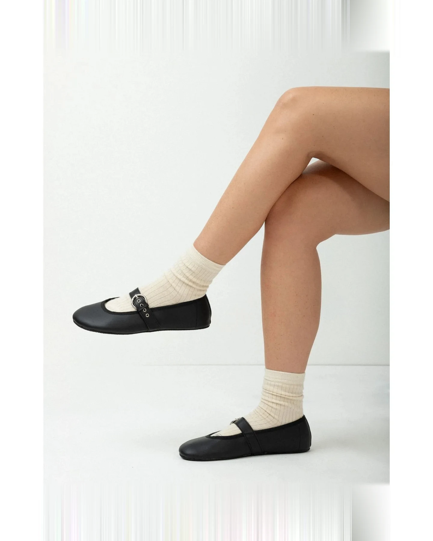 Clotsy Damen vegan Flats Fivela Schwarz – Ansicht 2