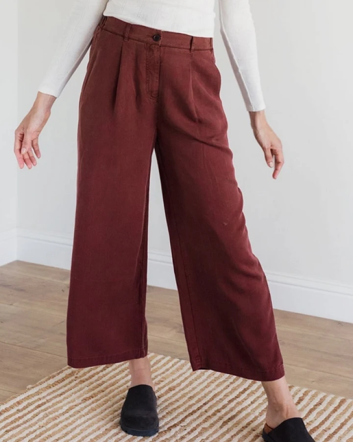 TWOTHIRDS Damen vegan Hose Nanpu Weinrot