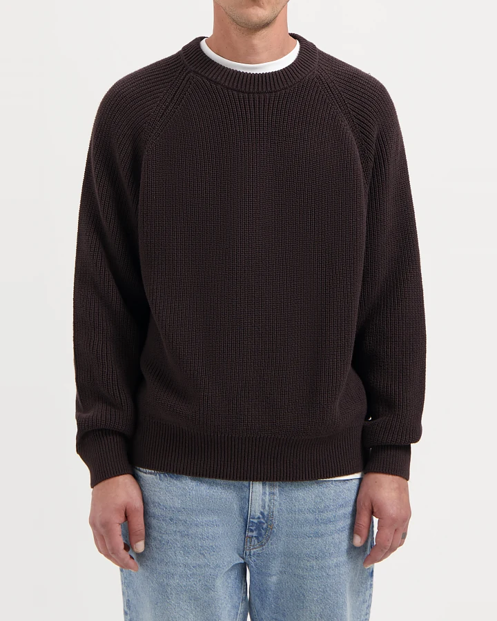 Kuyichi Herren vegan Strickpullover Duke Dunkelbraun