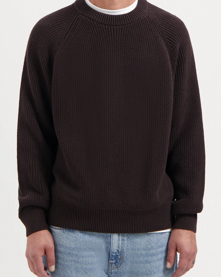 Kuyichi Herren vegan Strickpullover Duke Dunkelbraun