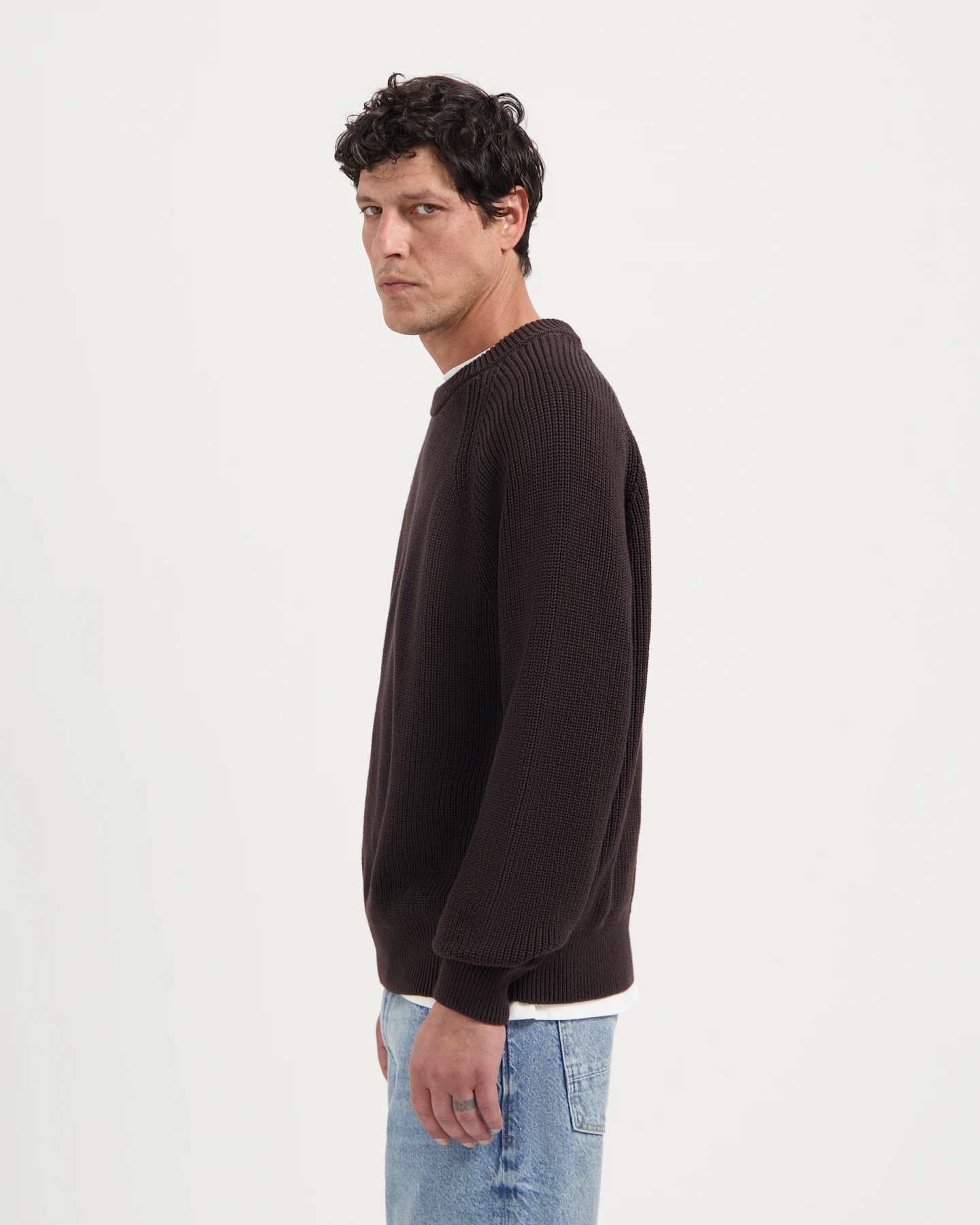 Kuyichi Herren vegan Strickpullover Duke Dunkelbraun – Ansicht 2