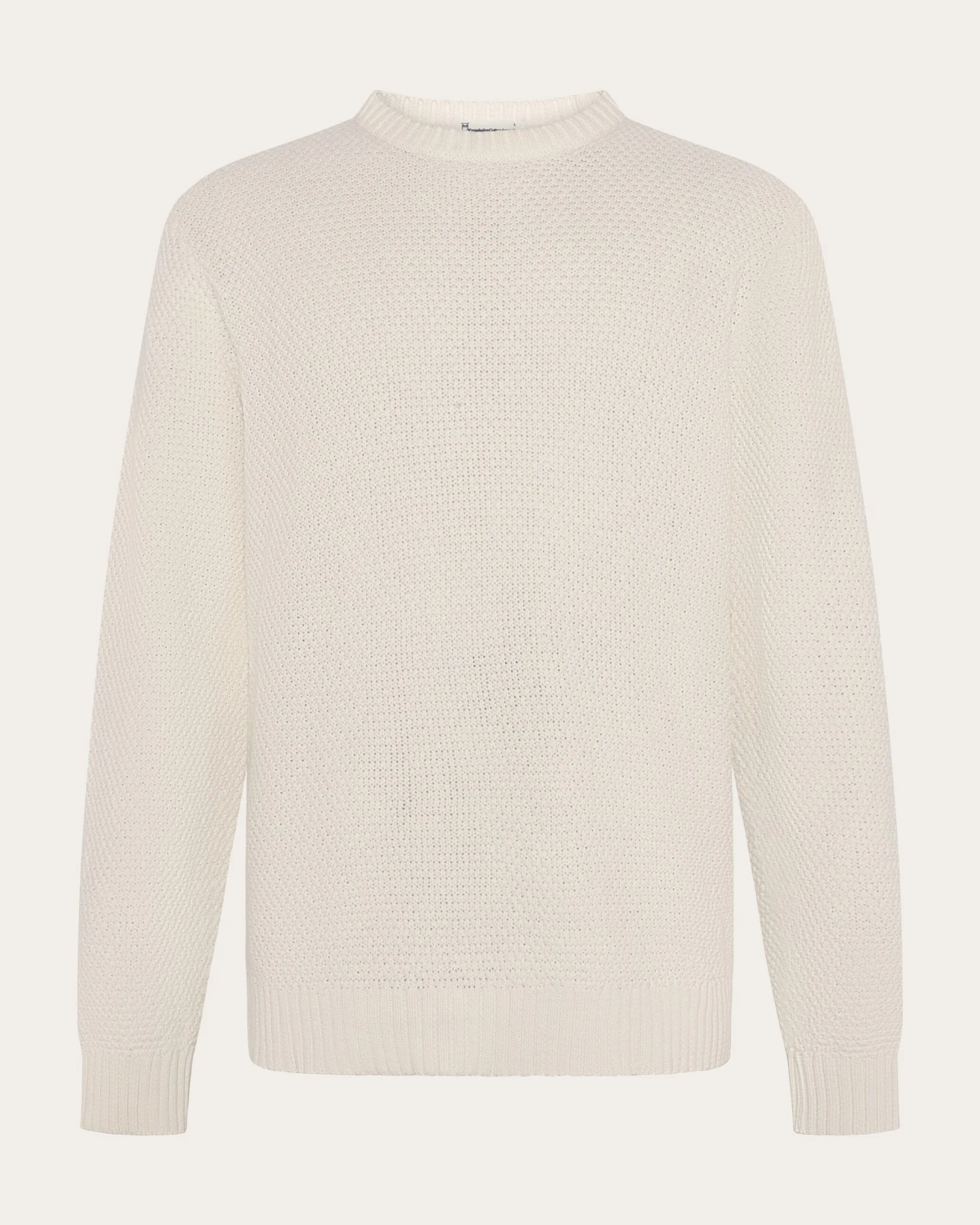 KnowledgeCotton Apparel Herren vegan Strickpullover Rundhalsausschnitt Egret Weiß – Ansicht 2