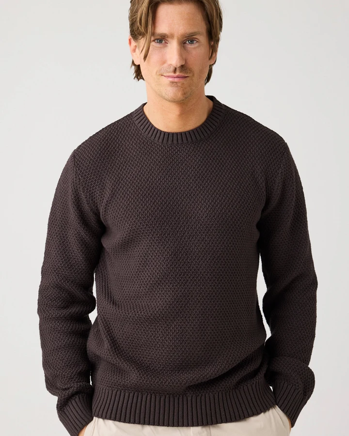 KnowledgeCotton Apparel Herren vegan Strickpullover Rundhalsausschnitt Chocolate Torte