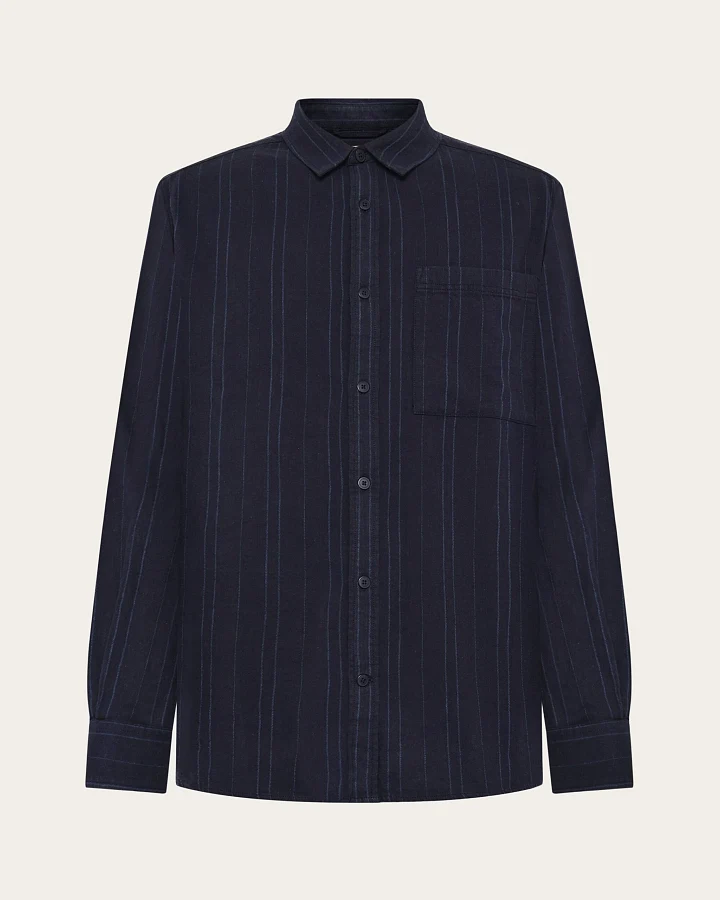 KnowledgeCotton Apparel Herren vegan Hemd Regular Navy
