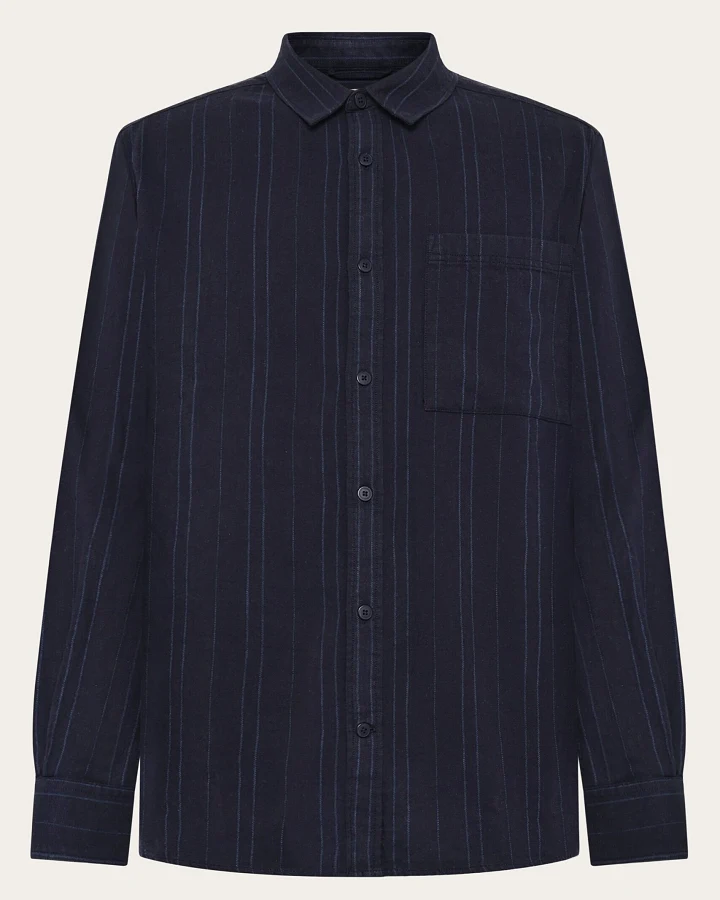 KnowledgeCotton Apparel Herren vegan Hemd Regular Navy