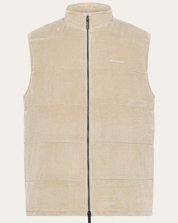 KnowledgeCotton Apparel Herren vegan Weste Corduroy Light Feather Gray
