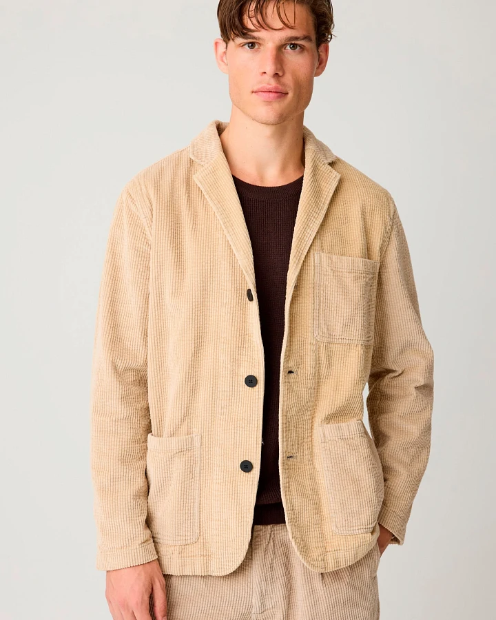 KnowledgeCotton Apparel Herren vegan Blazer Corduroy Light Feather Grau