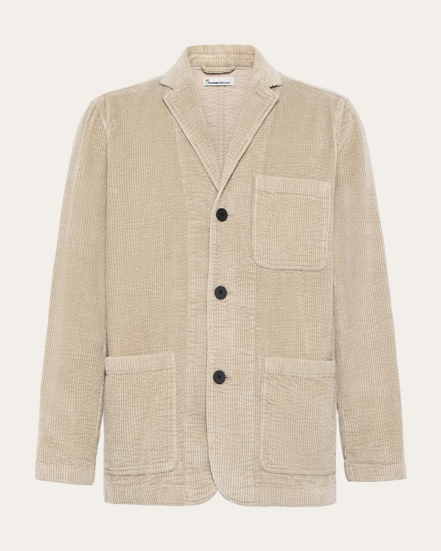 KnowledgeCotton Apparel Herren vegan Blazer Corduroy Light Feather Grau – Ansicht 2