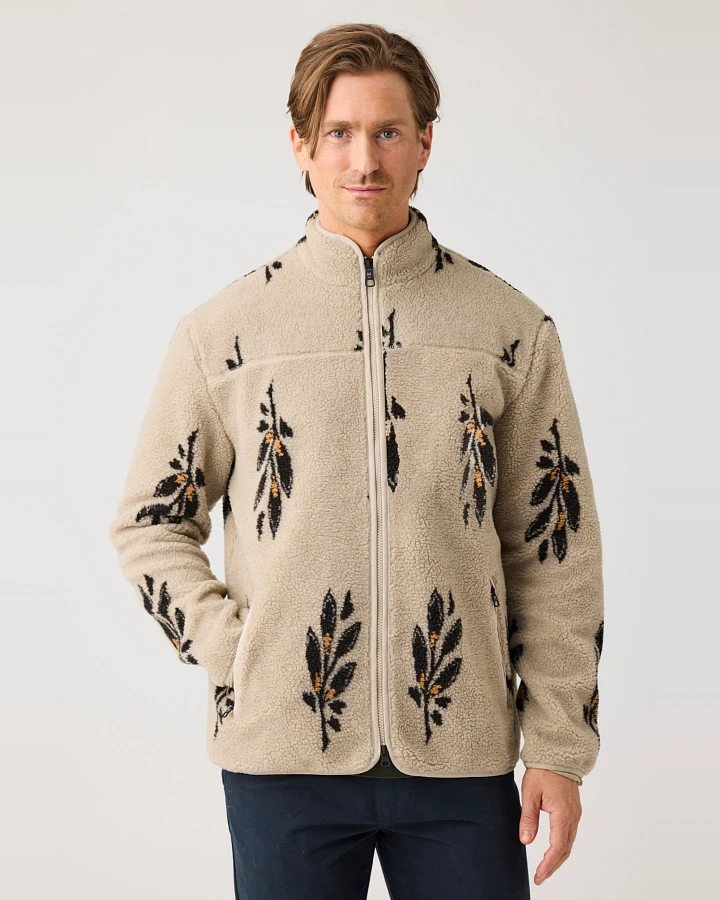 KnowledgeCotton Apparel Herren vegan Jacke Sos Loose Fit Aop Zip Beige
