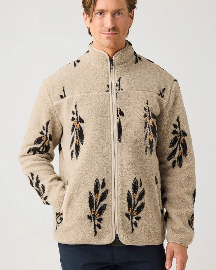 KnowledgeCotton Apparel Herren vegan Jacke Sos Loose Fit Aop Zip Beige