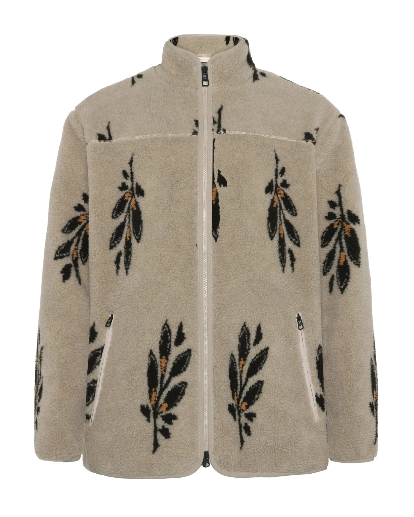 KnowledgeCotton Apparel Herren vegan Jacke Sos Loose Fit Aop Zip Beige – Ansicht 2