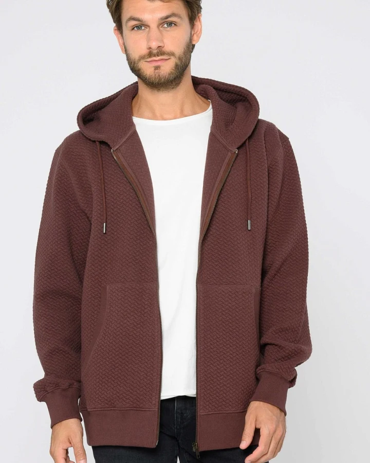 ThokkThokk Herren vegan Zip Hoodie Structured Oversized Deep Mahogany