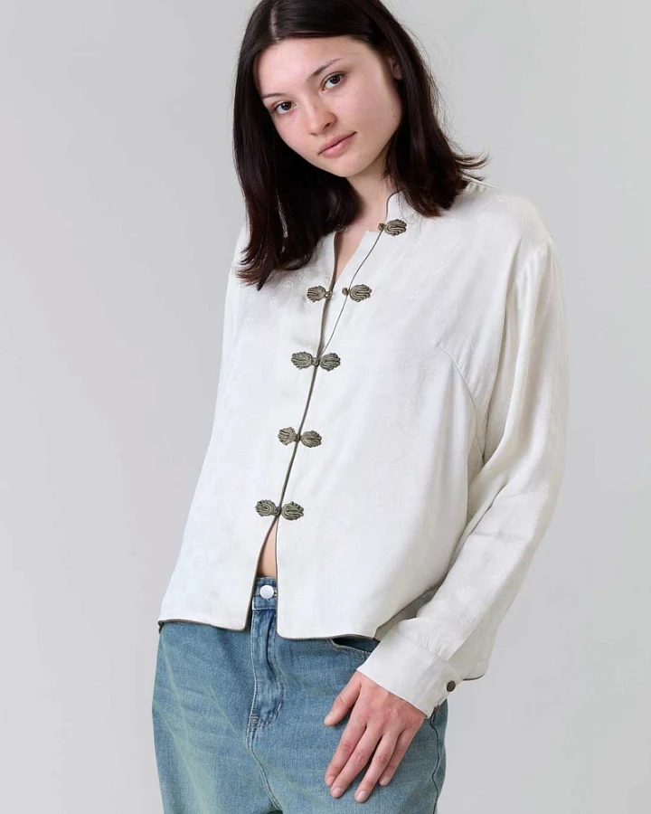Yahmo Damen vegan Bluse Erna Jasmine Weiß