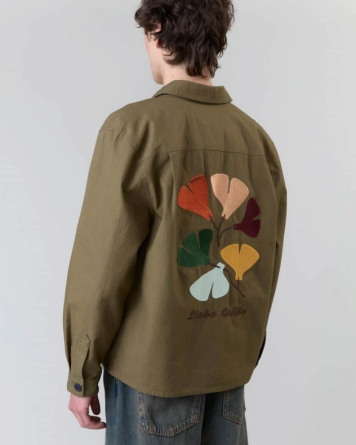 Yahmo Herren vegan Jacke Workwear Bestickte Fritz Olive