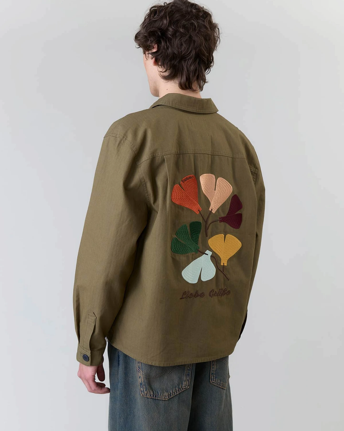 Yahmo Herren vegan Jacke Workwear Bestickte Fritz Olive – Ansicht 2