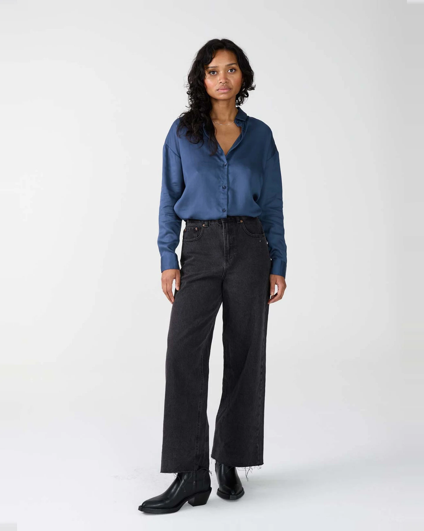 Yahmo Damen vegan Hemd Mona Blau – Ansicht 2