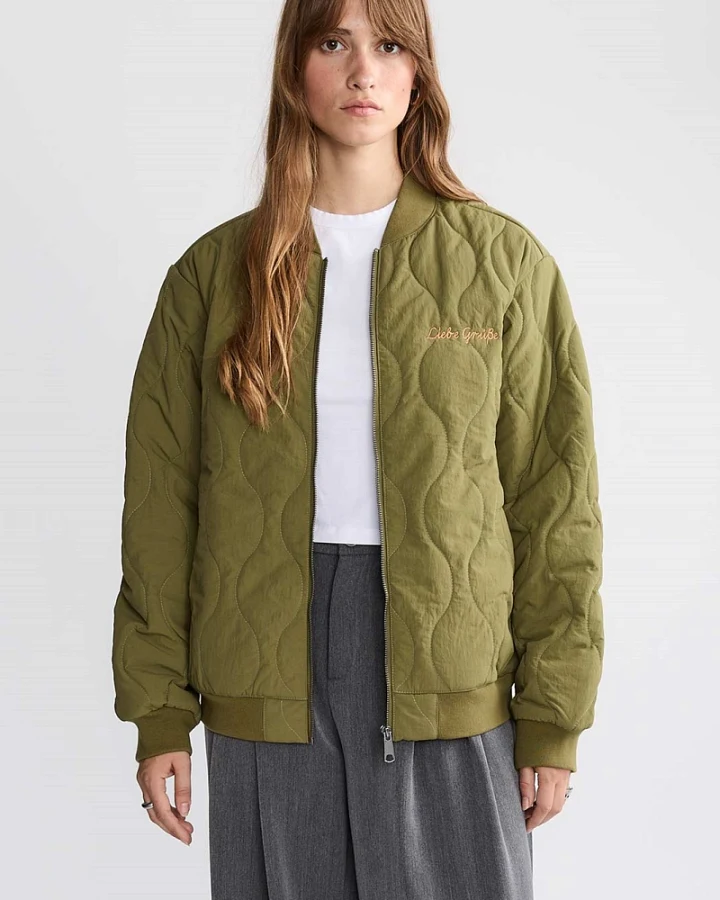Yahmo Damen vegan Jacke Bomber Quilted Trudi Olive
