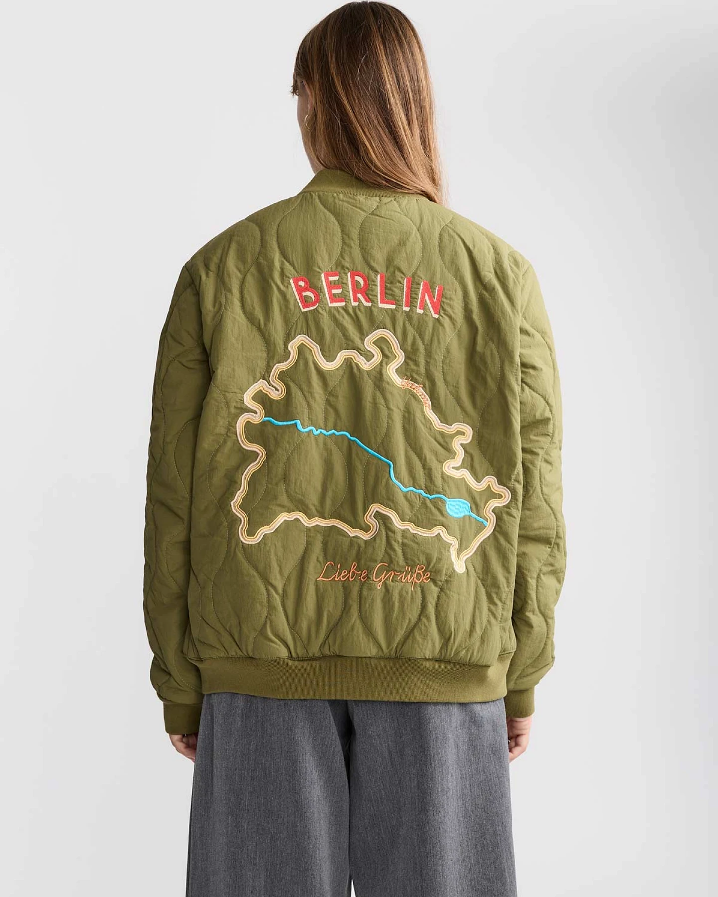 Yahmo Damen vegan Jacke Bomber Quilted Trudi Olive – Ansicht 2