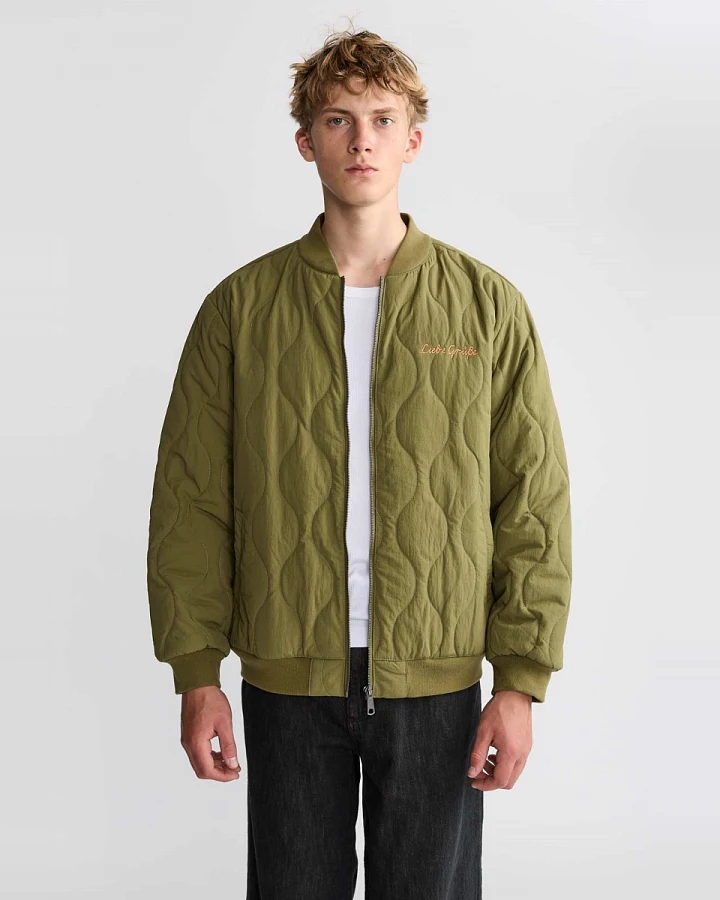 Yahmo Herren vegan Jacke Bomber Quilted Kurt Grün