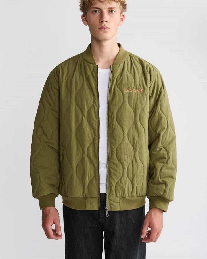 Yahmo Herren vegan Jacke Bomber Quilted Kurt Grün