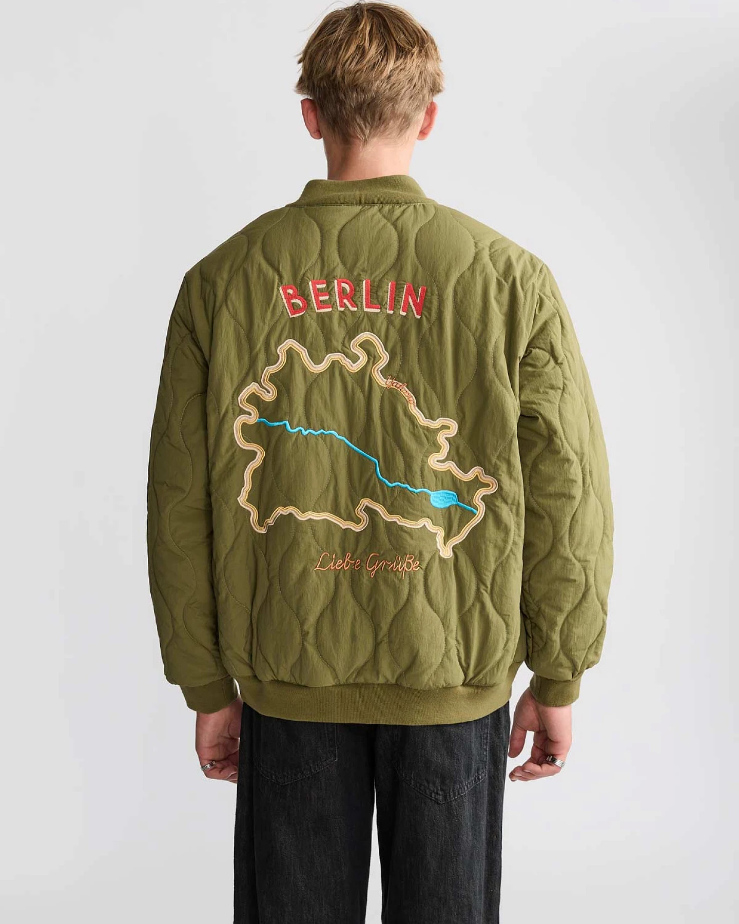 Yahmo Herren vegan Jacke Bomber Quilted Kurt Grün – Ansicht 2