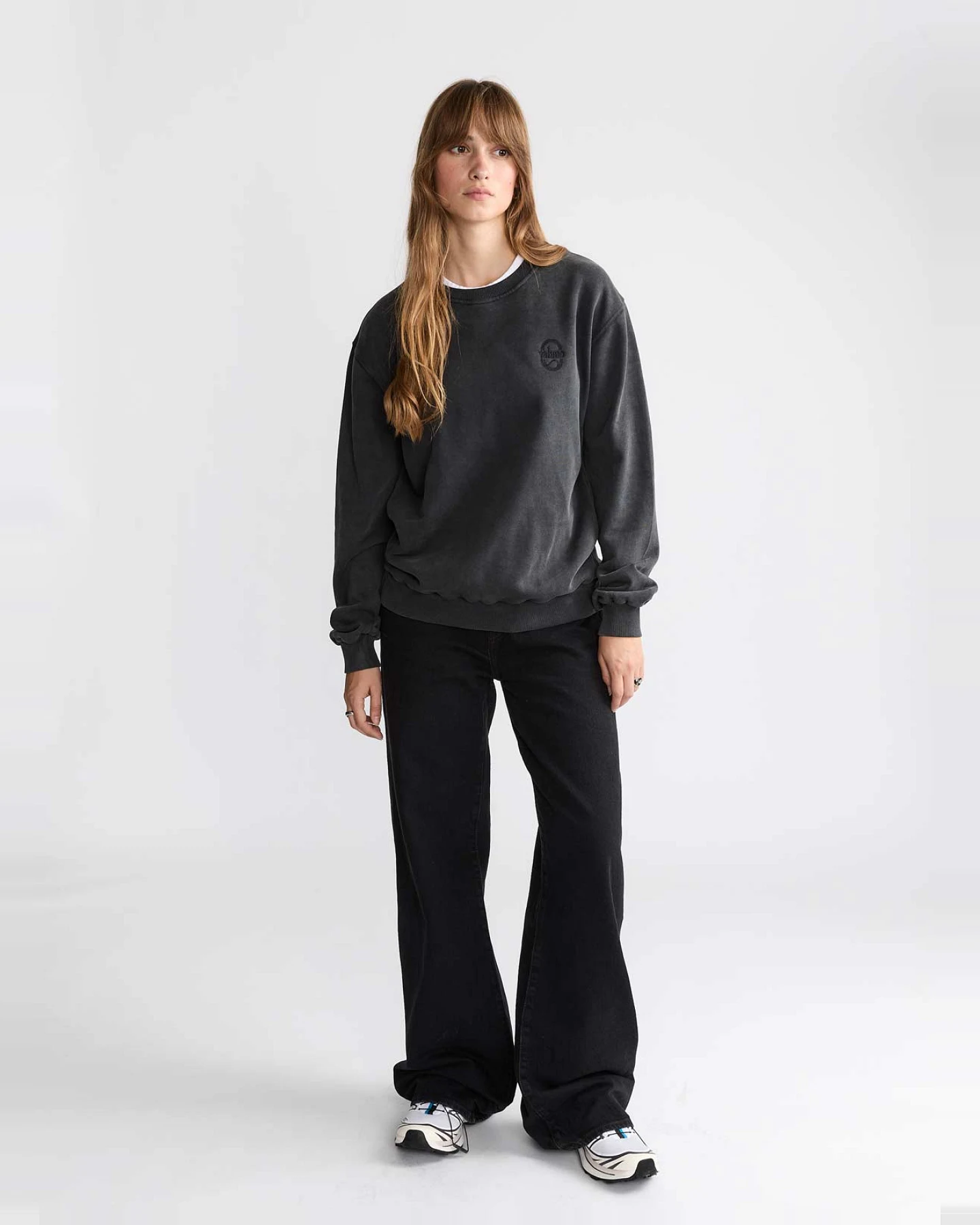 Yahmo Damen vegan Sweatshirt Ilse Faded Schwarz – Ansicht 2