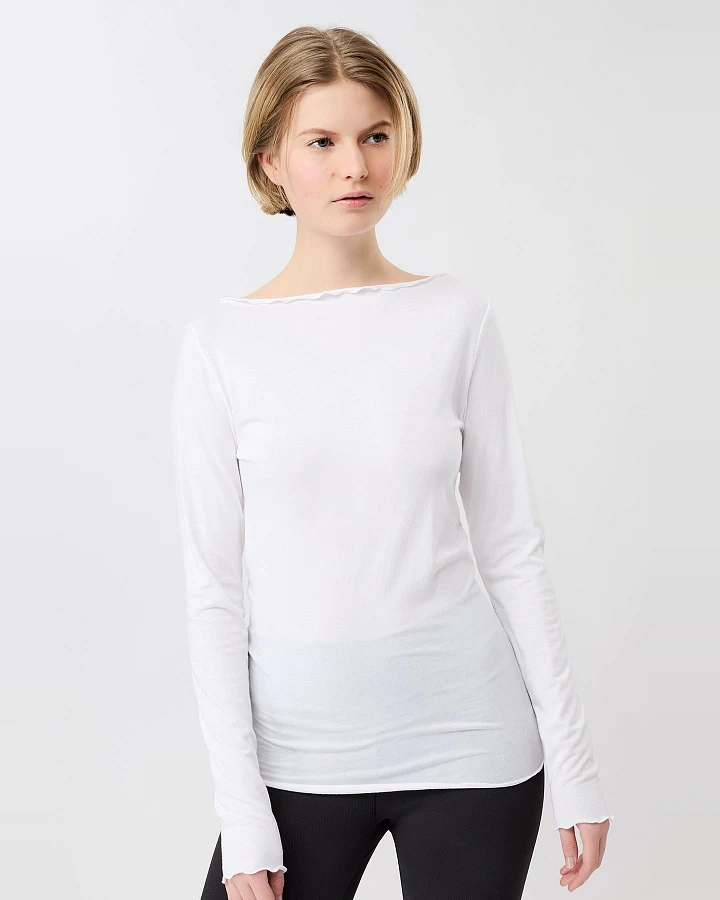 MANDALA Damen vegan Longsleeve Basic Weiß