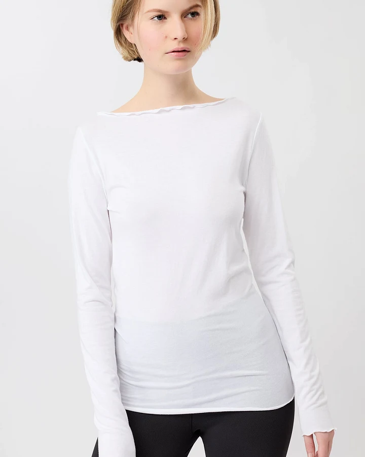 MANDALA Damen vegan Longsleeve Basic Weiß