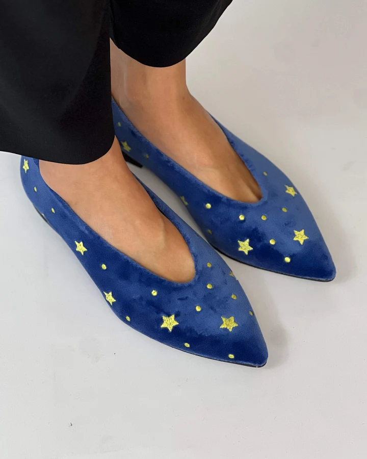 Momoc Damen vegan Ballerinas Starry Sky Blue
