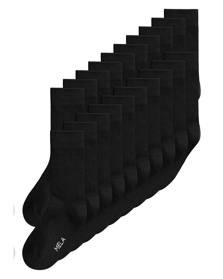MELA Damen vegan Socken Multipack 20x Schwarz