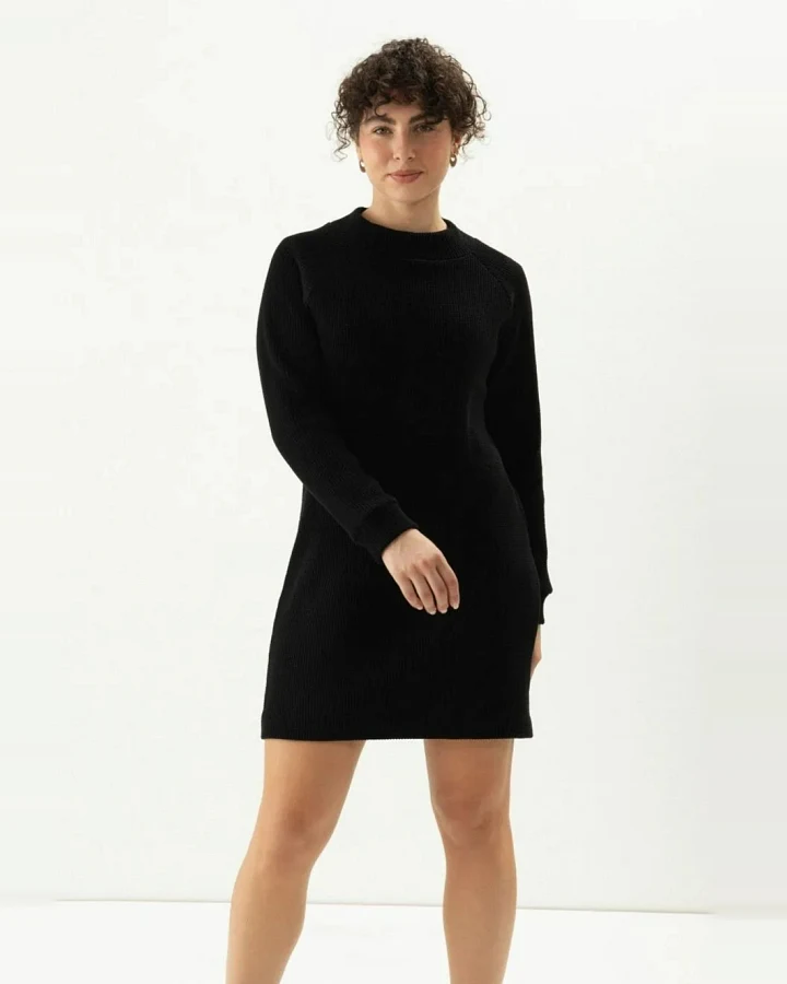 Clotsy Damen vegan Kleid Maialen Schwarz