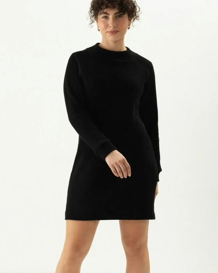 Clotsy Damen vegan Kleid Maialen Schwarz