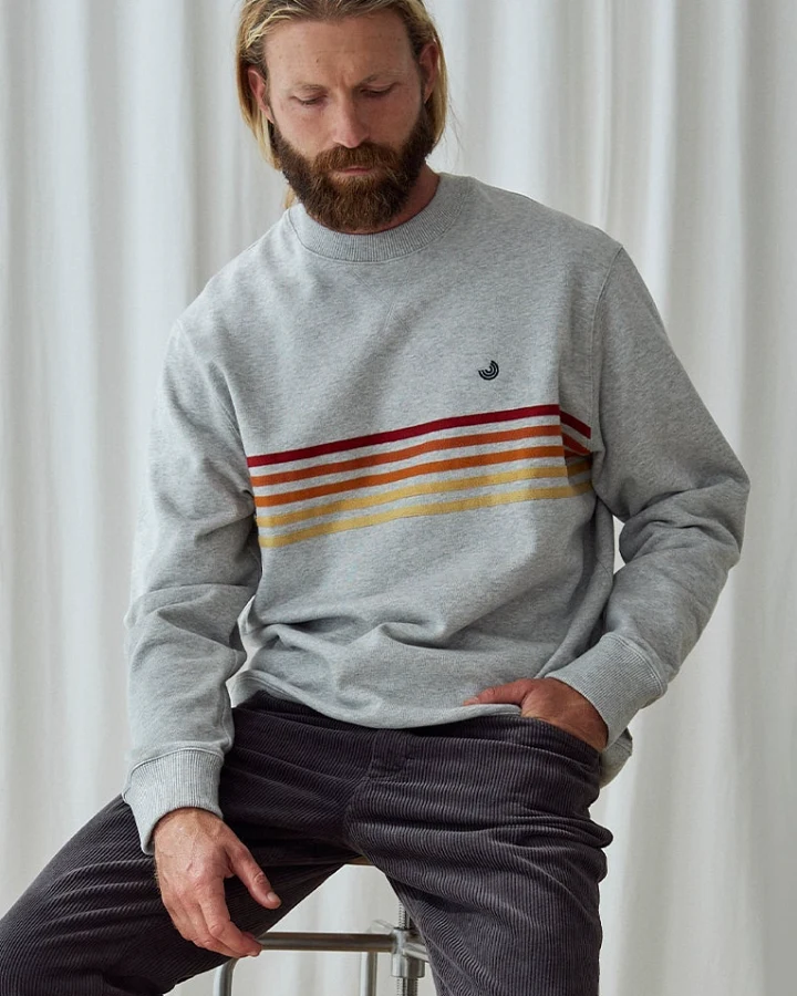 TWOTHIRDS Herren vegan Sweatshirt O Rostro Mid Grey Marl