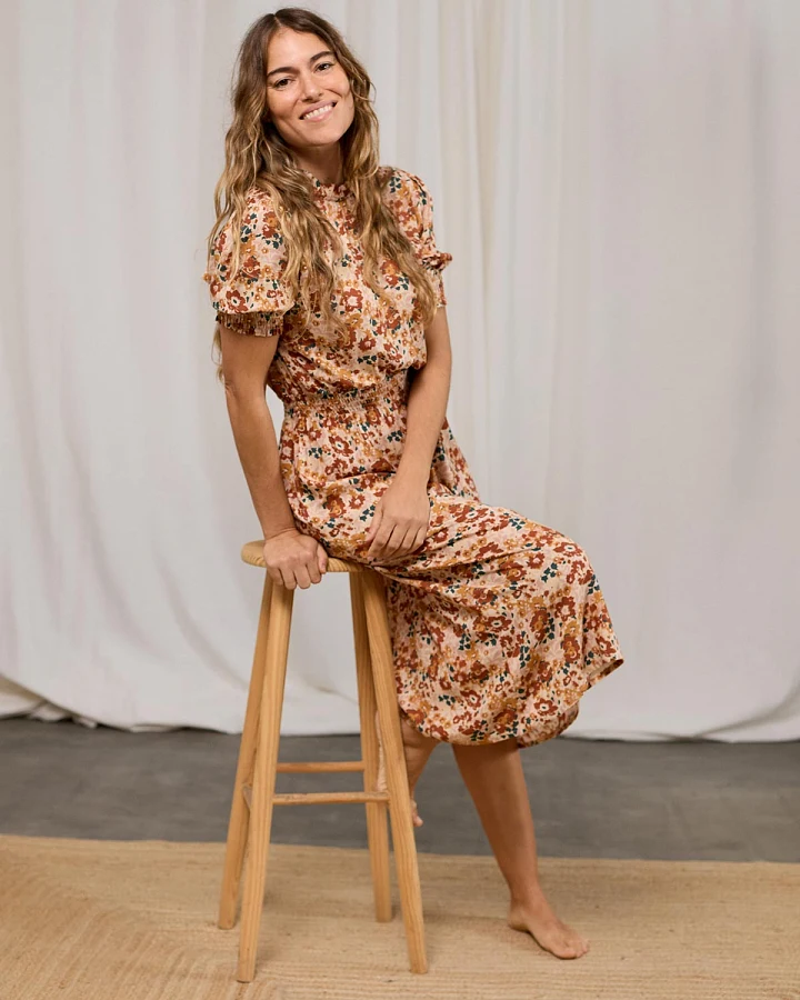 TWOTHIRDS Damen vegan Kleid Grassholm Rose Flowers Multicolour