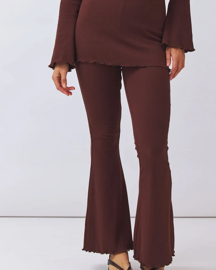 Baìge the Label Damen vegan Hose Ausgestellter Rock Batari Dunkelschokolade