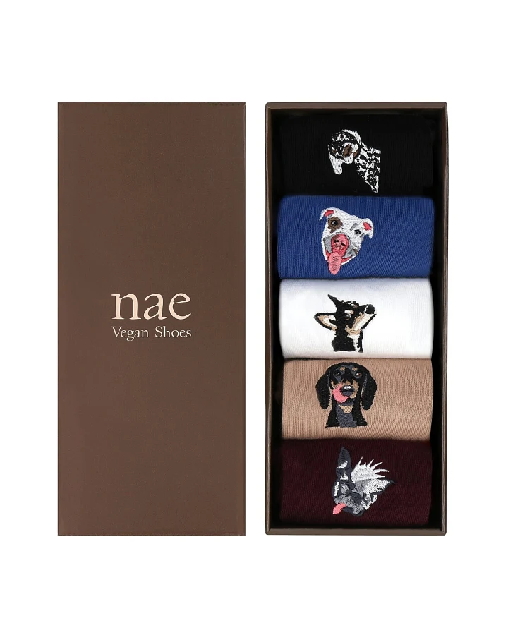 NAE Damen vegan Multipack 5x Socken Doggie Multicolor