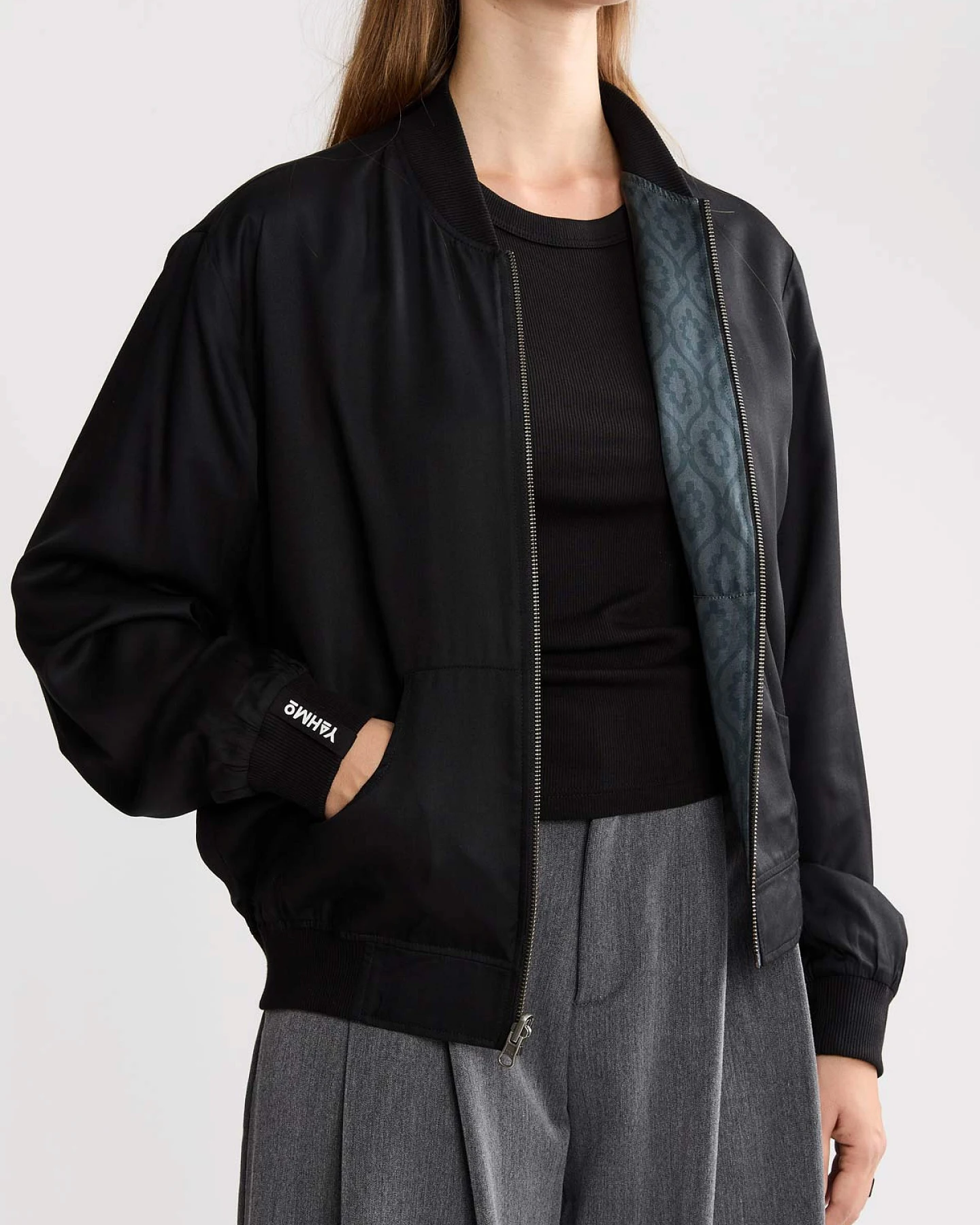Yahmo Damen vegan Jacke Bomber Reversible Ruth Opal/Schwarz – Ansicht 2