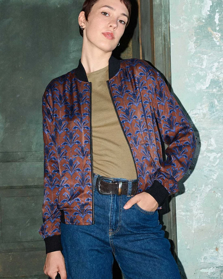 Yahmo Damen vegan Jacke Bomber Reversible Ruth Moka/Navy