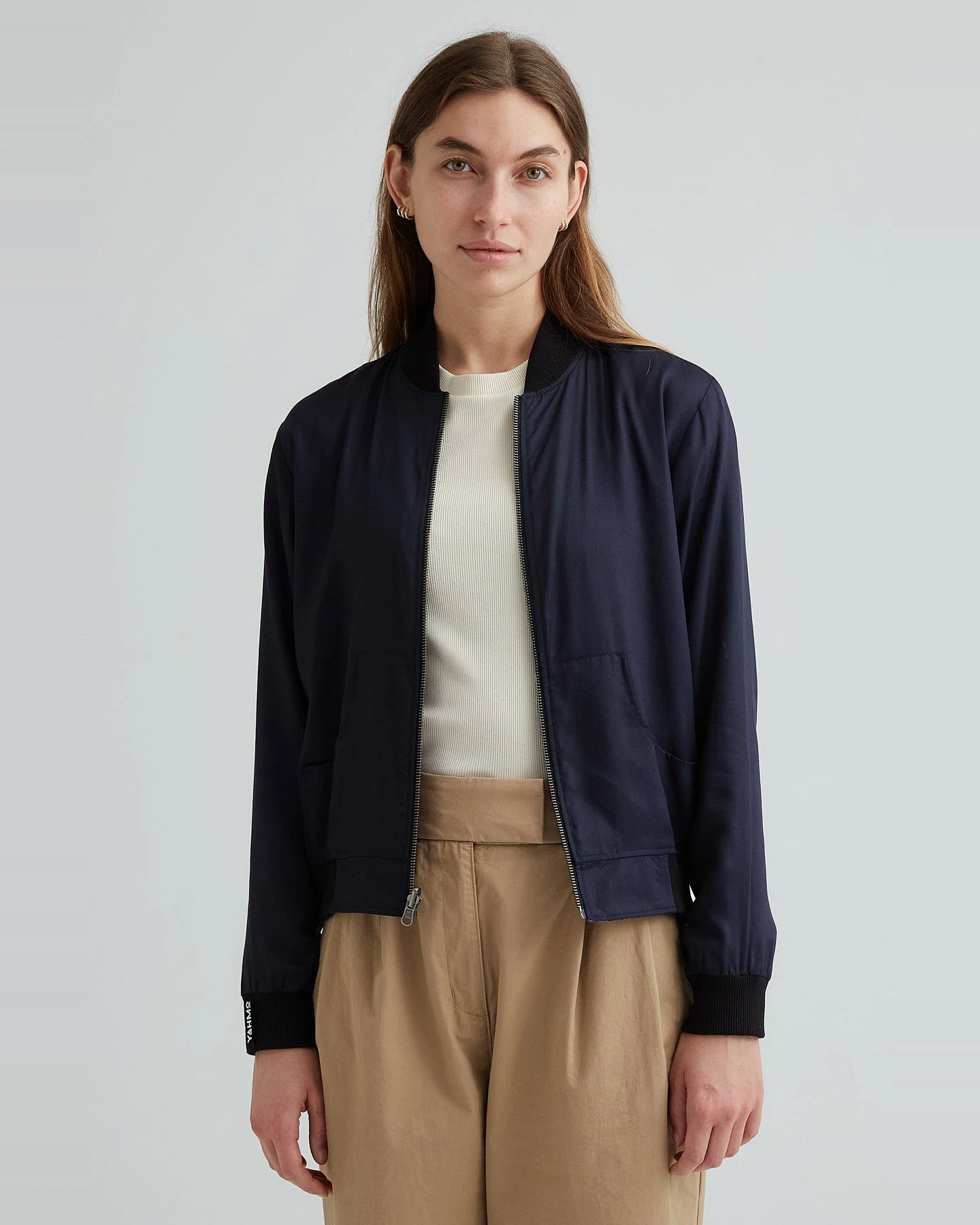 Yahmo Damen vegan Jacke Bomber Reversible Ruth Moka/Navy – Ansicht 2